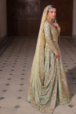 pastel green lengha walima mehndi nikah Pakistani bridal AÏNN London