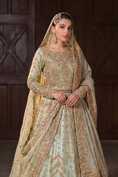 pastel green lengha walima mehndi nikah Pakistani bridal AÏNN London