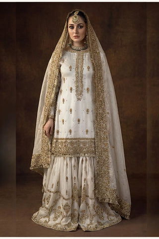 cream nikah gharara pakistani bridal 
