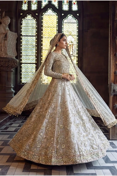 walima nikah gold lengha pakistani bridal AÏNN London