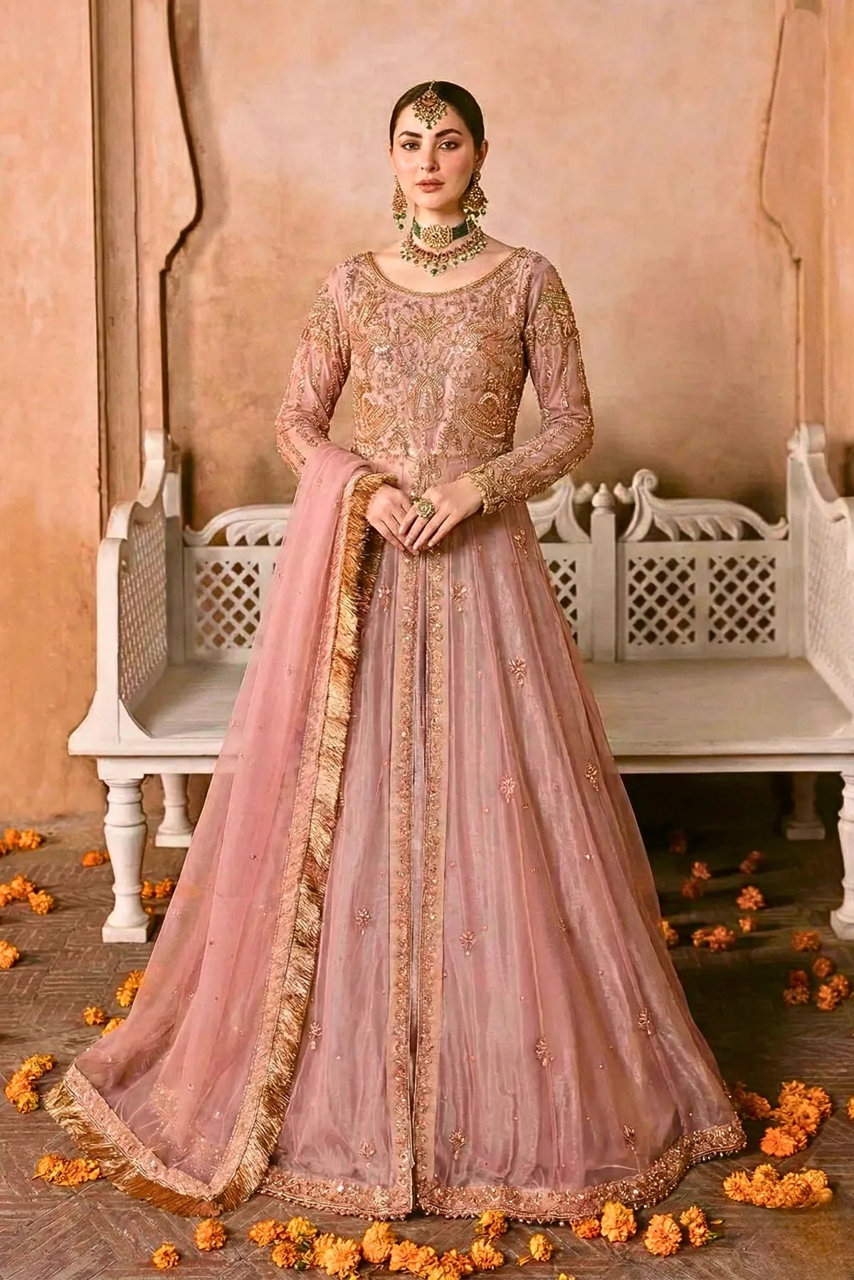 elegant pakistani party dresses Pakistani party wear dress designed with tiki stone & beads SMALL main image 1